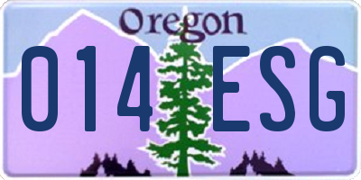 OR license plate 014ESG