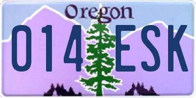 OR license plate 014ESK