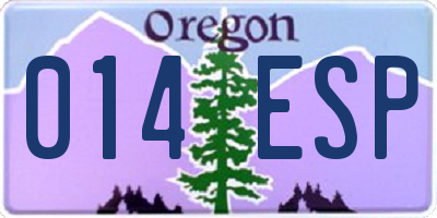 OR license plate 014ESP