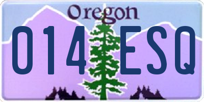 OR license plate 014ESQ