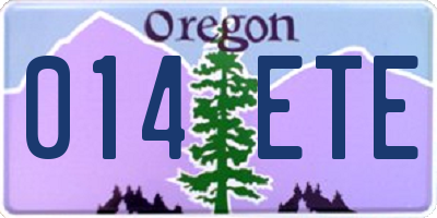 OR license plate 014ETE