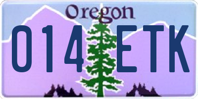OR license plate 014ETK