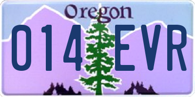 OR license plate 014EVR