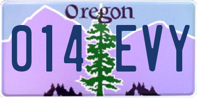 OR license plate 014EVY