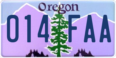 OR license plate 014FAA