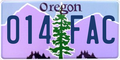 OR license plate 014FAC