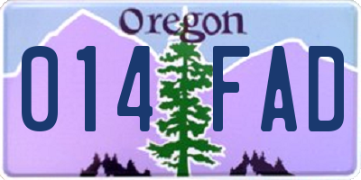 OR license plate 014FAD