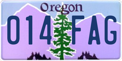 OR license plate 014FAG