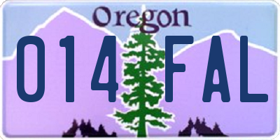 OR license plate 014FAL