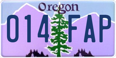 OR license plate 014FAP