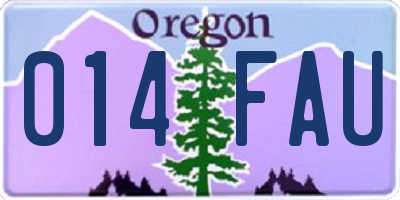 OR license plate 014FAU