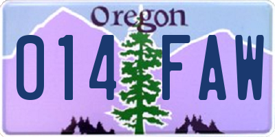 OR license plate 014FAW