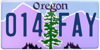 OR license plate 014FAY