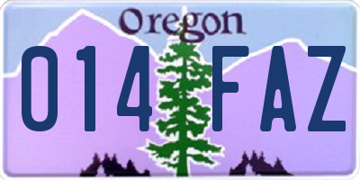 OR license plate 014FAZ