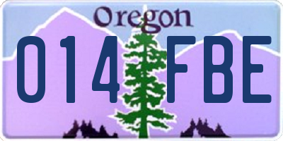 OR license plate 014FBE