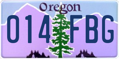 OR license plate 014FBG