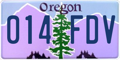 OR license plate 014FDV