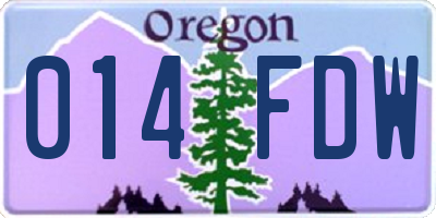 OR license plate 014FDW