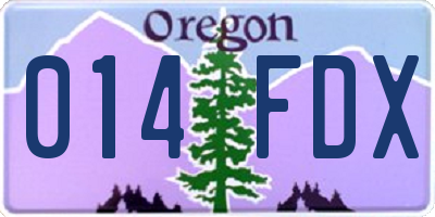OR license plate 014FDX