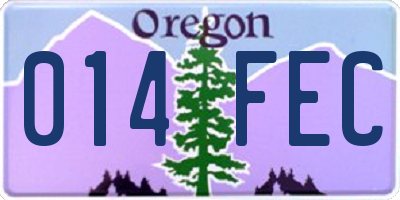 OR license plate 014FEC
