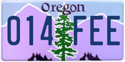 OR license plate 014FEE