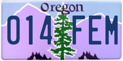OR license plate 014FEM
