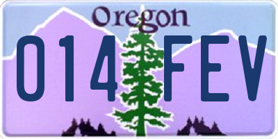 OR license plate 014FEV