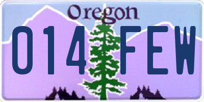 OR license plate 014FEW