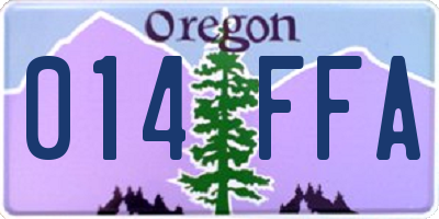 OR license plate 014FFA
