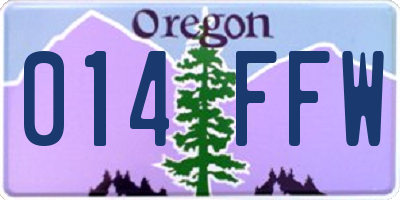 OR license plate 014FFW