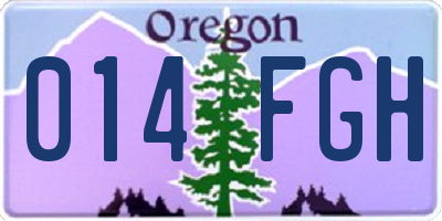 OR license plate 014FGH