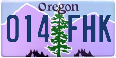 OR license plate 014FHK