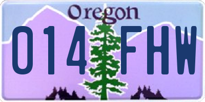 OR license plate 014FHW