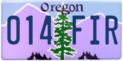 OR license plate 014FIR