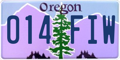 OR license plate 014FIW