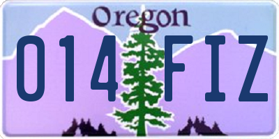 OR license plate 014FIZ