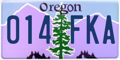 OR license plate 014FKA