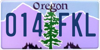 OR license plate 014FKL