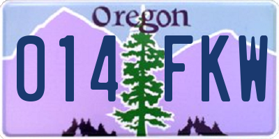 OR license plate 014FKW