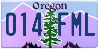OR license plate 014FML