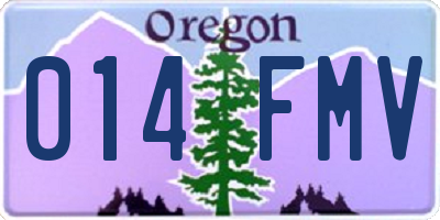 OR license plate 014FMV