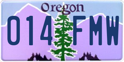 OR license plate 014FMW
