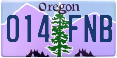 OR license plate 014FNB