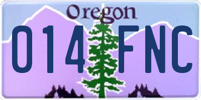 OR license plate 014FNC