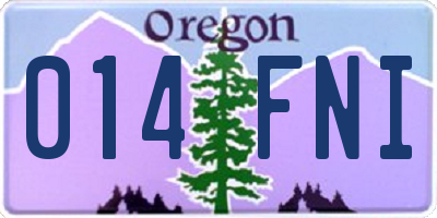 OR license plate 014FNI