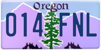 OR license plate 014FNL