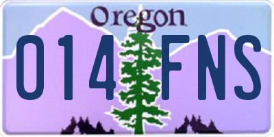 OR license plate 014FNS