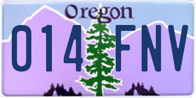 OR license plate 014FNV