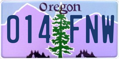 OR license plate 014FNW