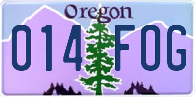 OR license plate 014FOG